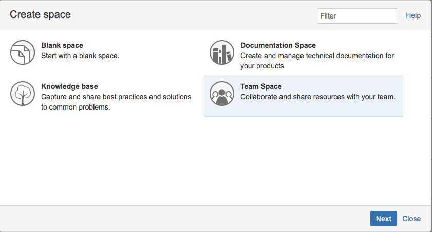 Create space in Confluence
